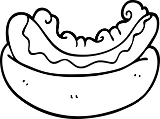 line drawing cartoon of a hotdog