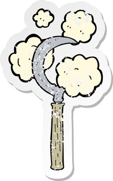 recommend clip art: retro distressed sticker of a cartoon sickle