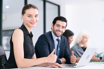 businessman manager communicate with business colleague teamwork group meeting for success online business work and project in modern office in downtown