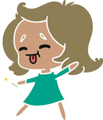 freehand drawn cartoon of cute kawaii girl