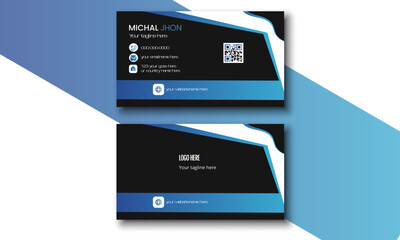 business card print template. Double-sided modern business card 