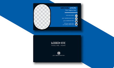 Creative Clean blue and black color Luxury business card design.