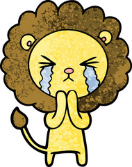 cartoon crying lion praying