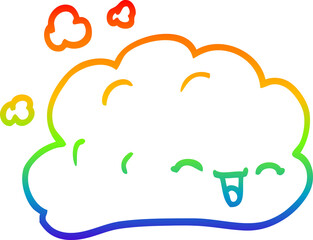 rainbow gradient line drawing of a cartoon grey smoke
