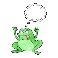 funny freehand drawn thought bubble textured cartoon frog