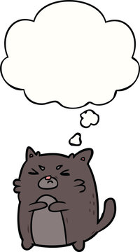 cartoon angry cat with thought bubble