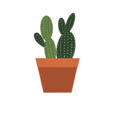 Glasschilderij Cactus in pot small potted cactus vector graphic