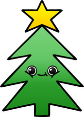 Obraz premium gradient shaded cartoon of a christmas tree