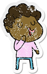 distressed sticker of a cartoon man singing