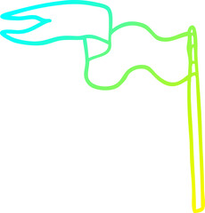 cold gradient line drawing of a cartoon flag