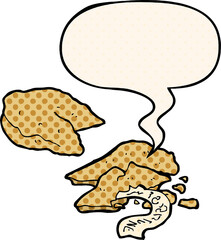cartoon fortune cookies with speech bubble in comic book style