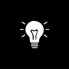 Light bulb Idea icon symbol isolated on black background 