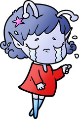 cartoon crying alien girl