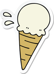 sticker of a quirky hand drawn cartoon vanilla ice cream