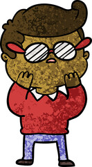 cartoon aloof man considering