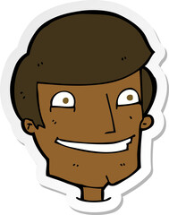 sticker of a cartoon grinning man