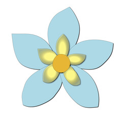 blue flower paper cut illustration, flower decoration , Floral ornament 