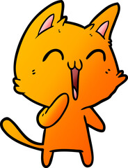 happy cartoon cat meowing