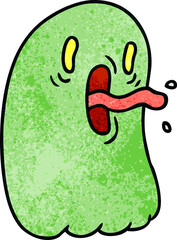 freehand drawn textured cartoon of kawaii scary ghost