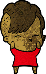 cartoon squinting girl