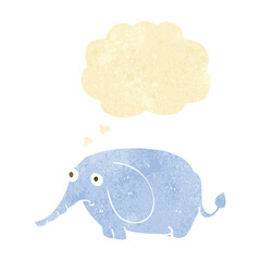 cartoon sad little elephant with thought bubble
