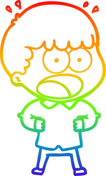 recommend clip art: rainbow gradient line drawing of a cartoon shocked man