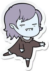 sticker of a cartoon undead vampire girl