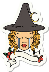 sticker of a human witch character face