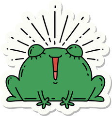 sticker of a tattoo style happy frog