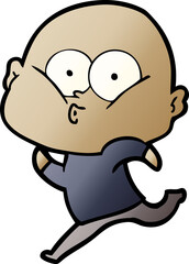 cartoon bald man staring