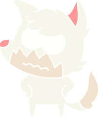 flat color style cartoon annoyed fox