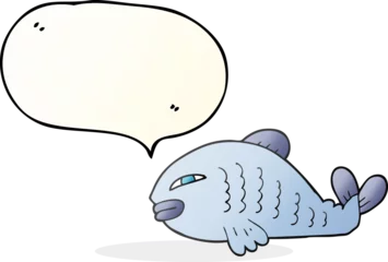 Zelfklevend Fotobehang freehand drawn speech bubble cartoon fish © lineartestpilot