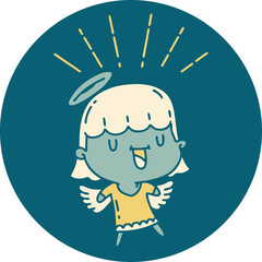 icon of a tattoo style singing angel