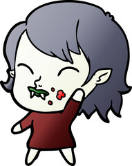 cartoon vampire girl with blood on cheek
