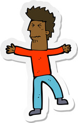sticker of a cartoon stressed man