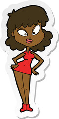 sticker of a cartoon woman with hands on hips