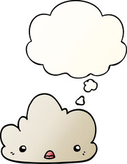 cute cartoon cloud with thought bubble in smooth gradient style