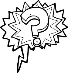 freehand drawn speech bubble cartoon question mark