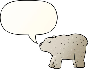 cartoon bear with speech bubble in smooth gradient style