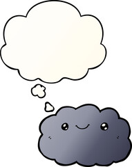 cartoon cloud with thought bubble in smooth gradient style