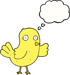 freehand drawn thought bubble cartoon bird