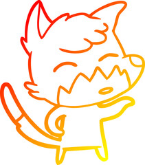 warm gradient line drawing of a cartoon fox