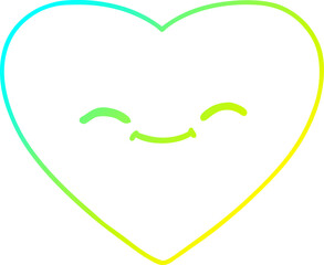 cold gradient line drawing of a cartoon happy love heart