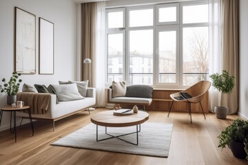 Naklejka na ściany i meble Luxurious Elegant Living Room Decor. Generative AI