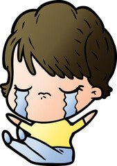 cartoon woman crying