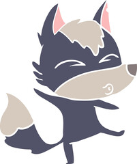 flat color style cartoon wolf pouting