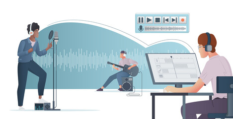 Digital Music Flat Illustration