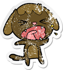 distressed sticker of a cute cartoon dog barking