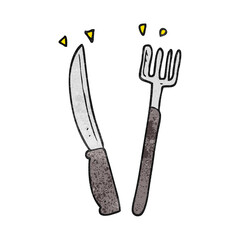 freehand textured cartoon knife and fork