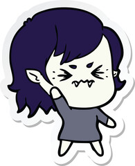 sticker of a annoyed cartoon vampire girl